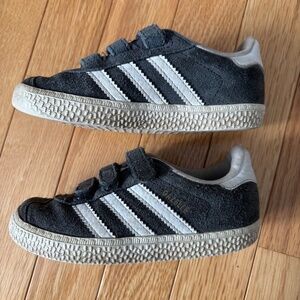 Grey-and-white Adidas Gazelle sneakers
